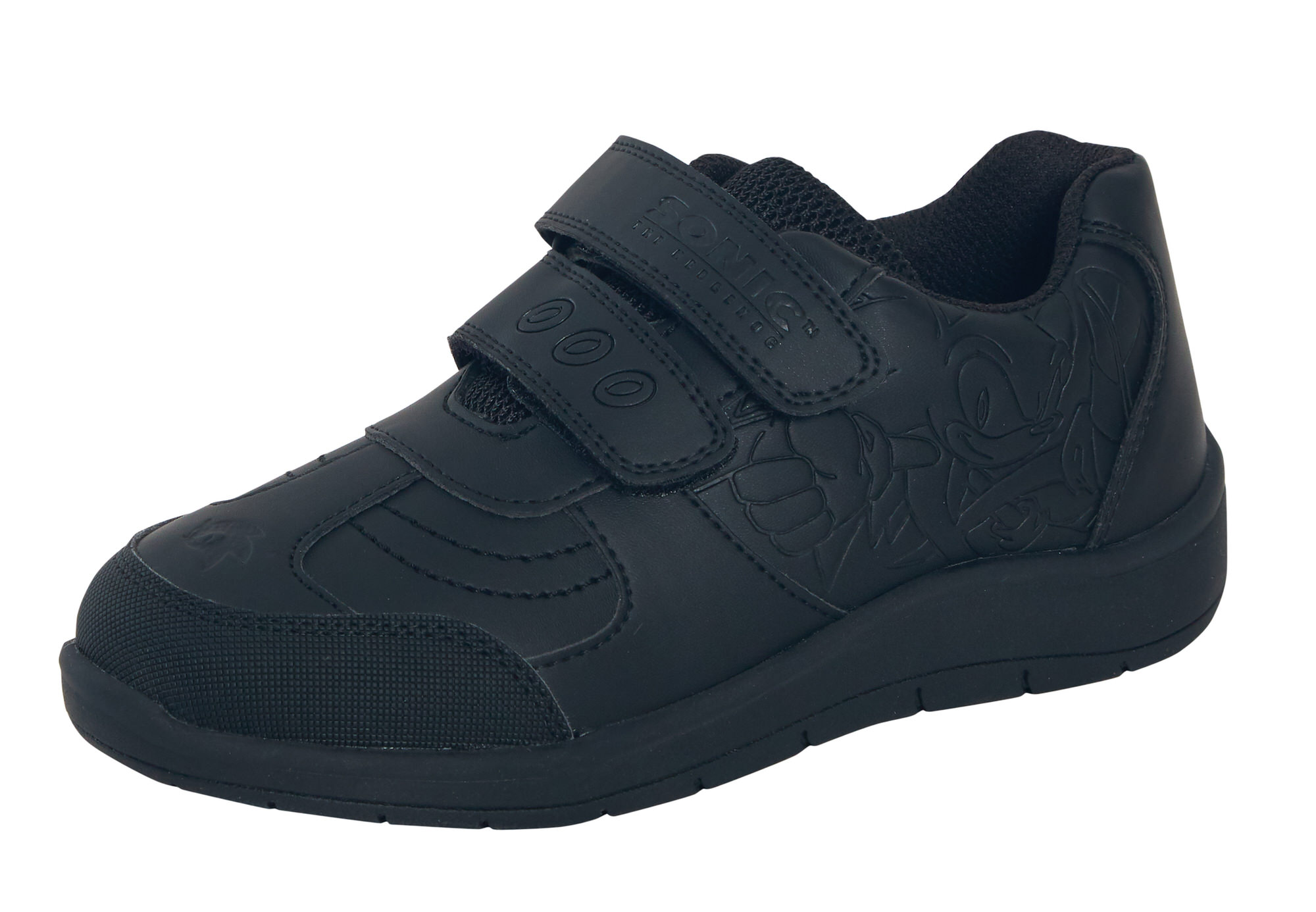 Sonic The Hedgehog Boys School Shoes Black Trainers Shoes Easy Touch Fastening