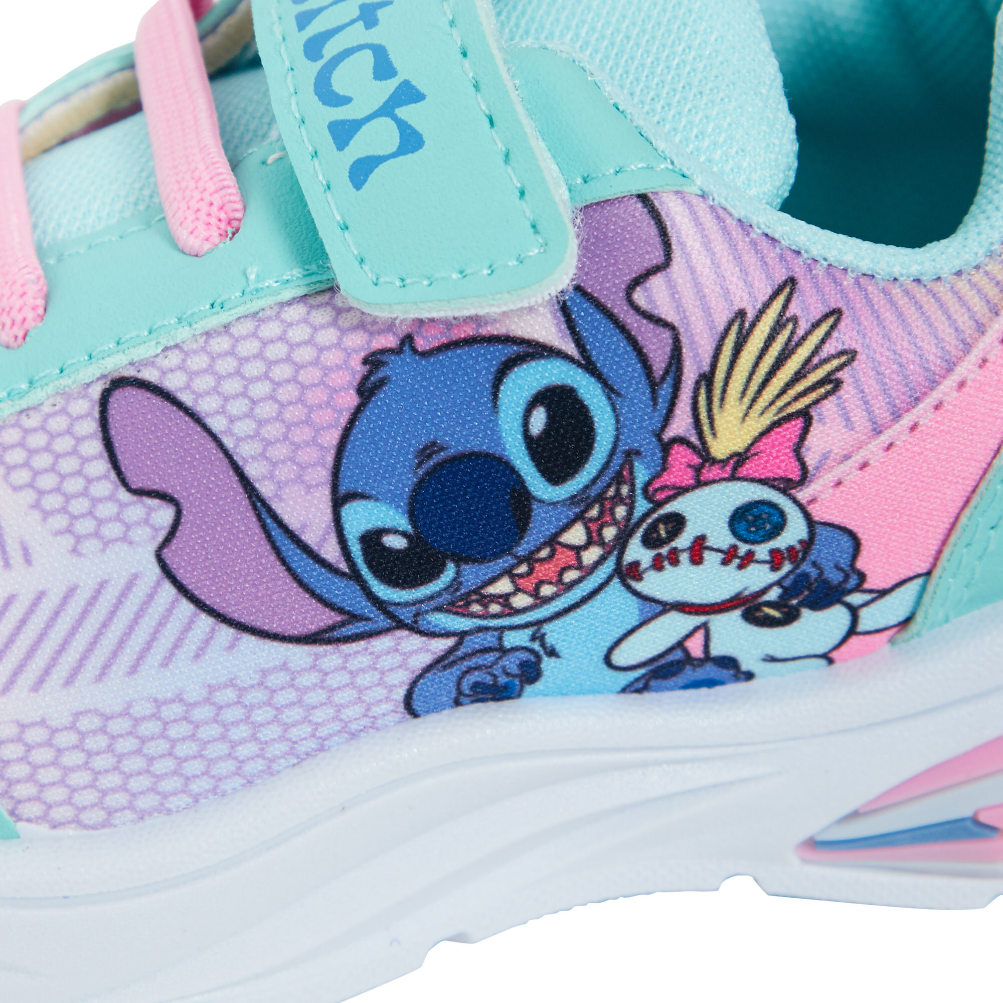 Girls Disney Stitch Light Up Trainers Kids Stitch Easy Touch Fasten Sports Shoes - Picture 20 of 23
