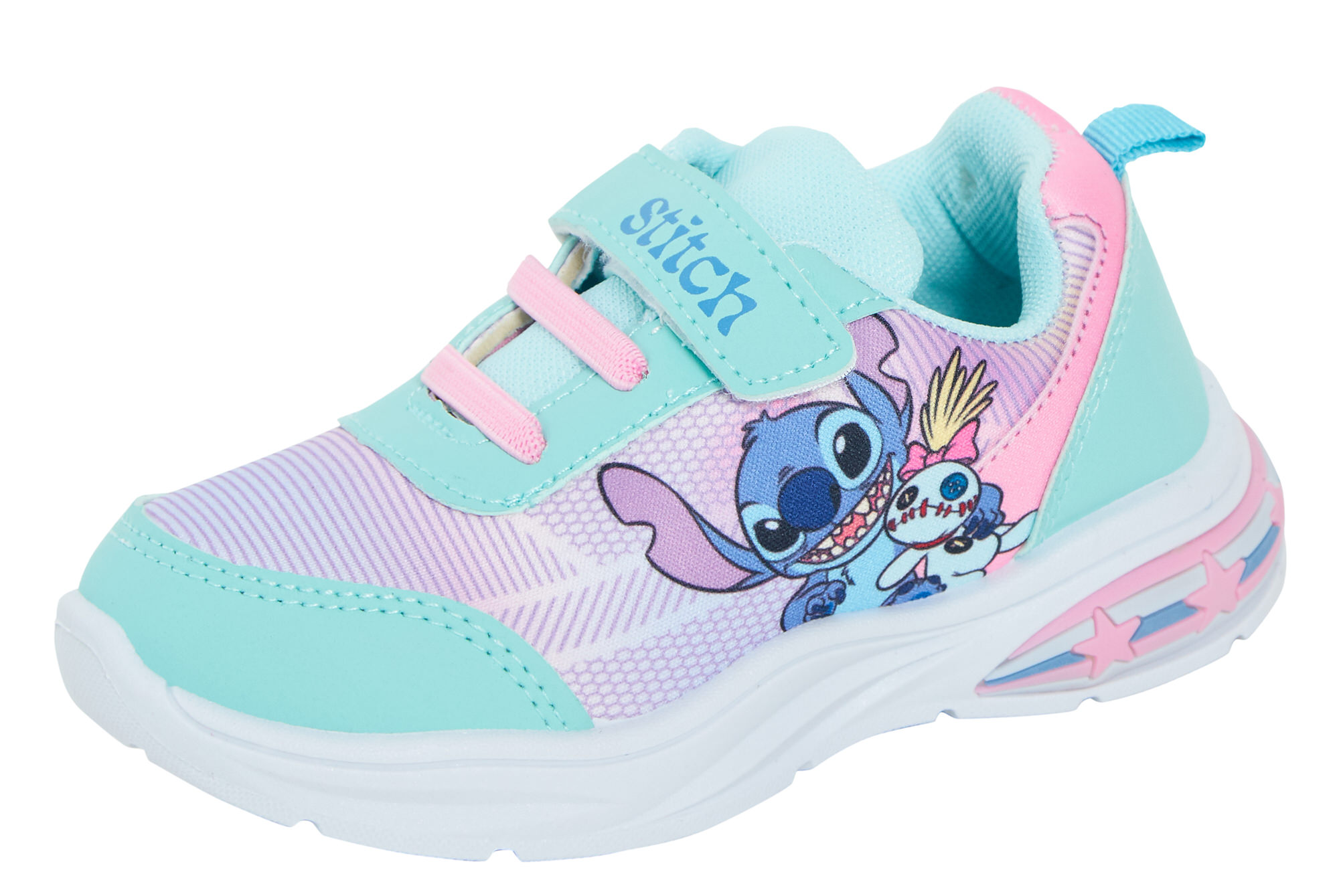 Girls Disney Stitch Light Up Trainers Kids Stitch Easy Touch Fasten Sports Shoes - Picture 23 of 23