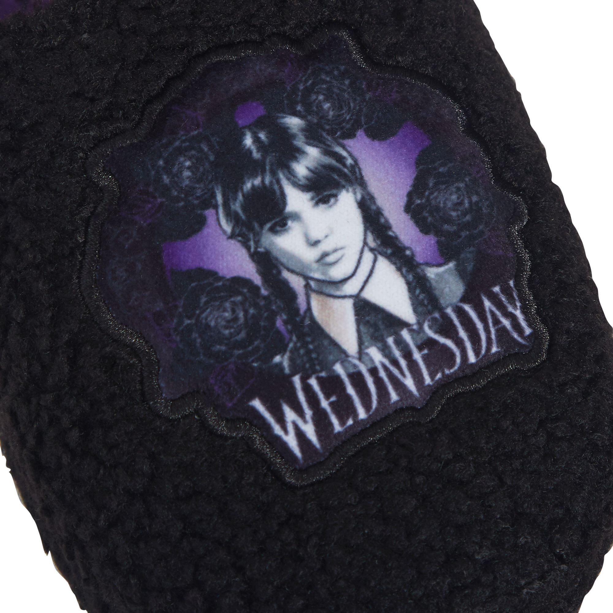 Girls Wednesday Slippers Borg Fleece Mule Slipper Adults Teens House Shoes Gift - Picture 19 of 20