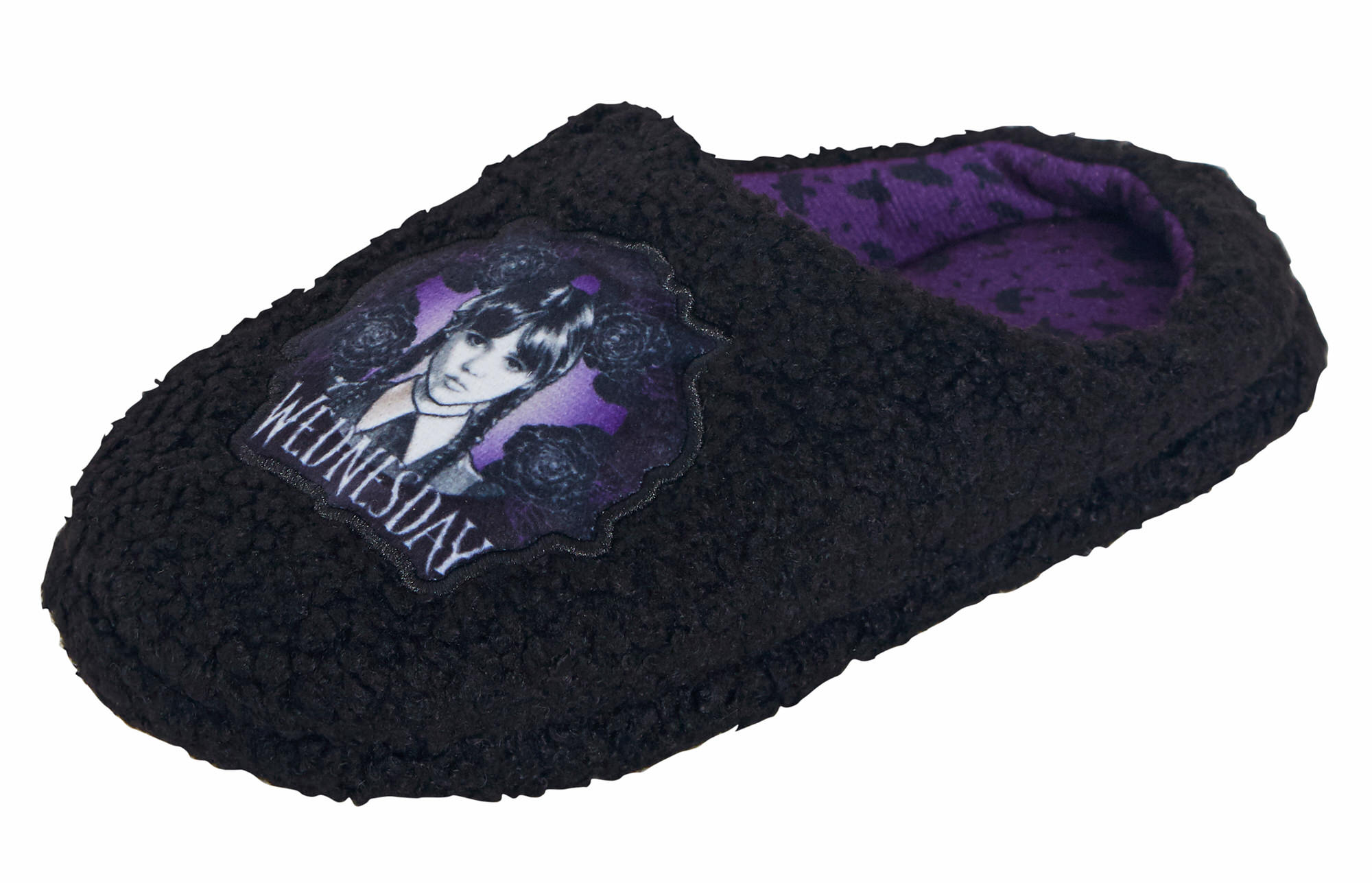 Girls Wednesday Slippers Borg Fleece Mule Slipper Adults Teens House Shoes Gift - Picture 17 of 20
