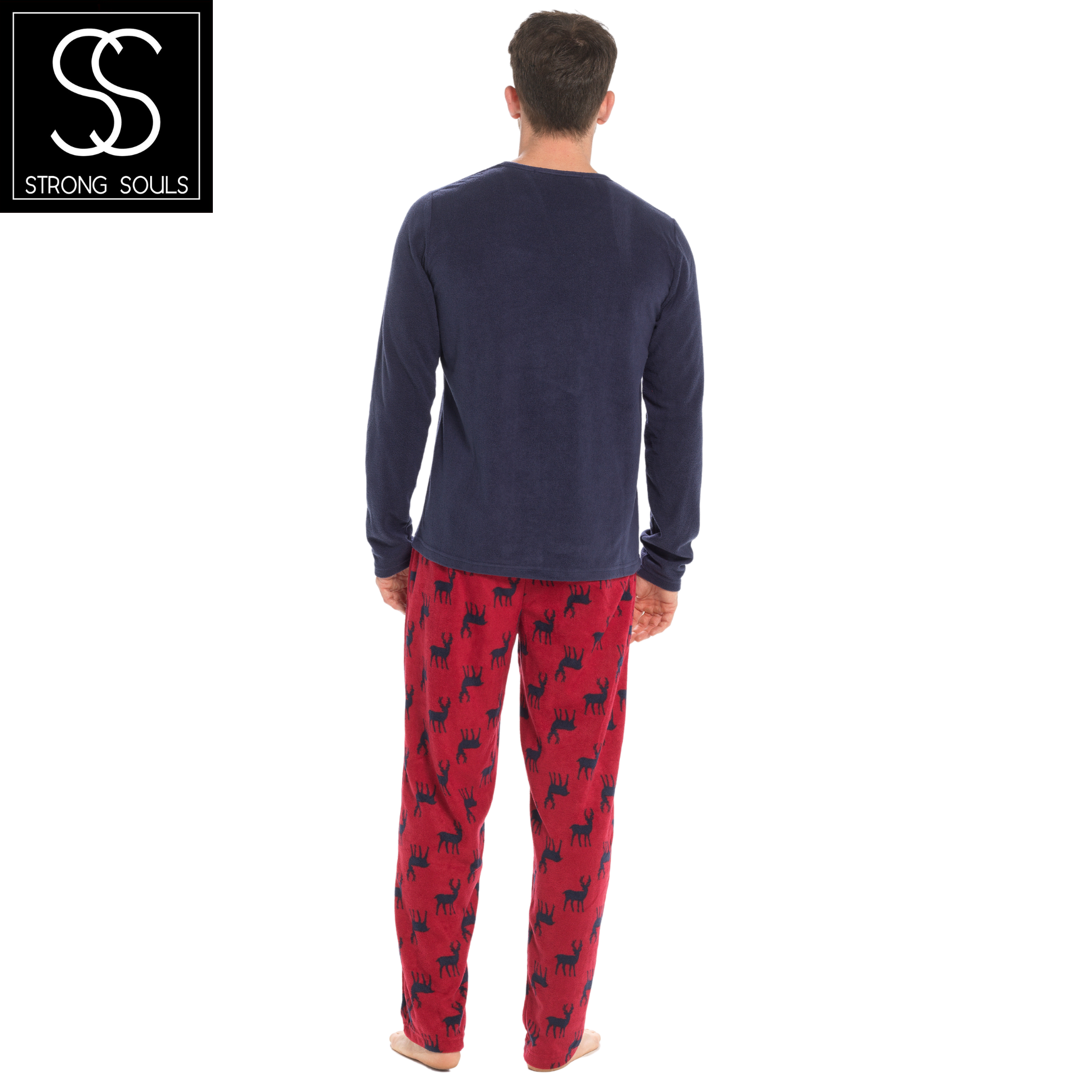 Mens 2 Piece Luxury Full Length Pyjamas Set Gents Boys Pjs Pj's Xmas Gift Size - Picture 45 of 55