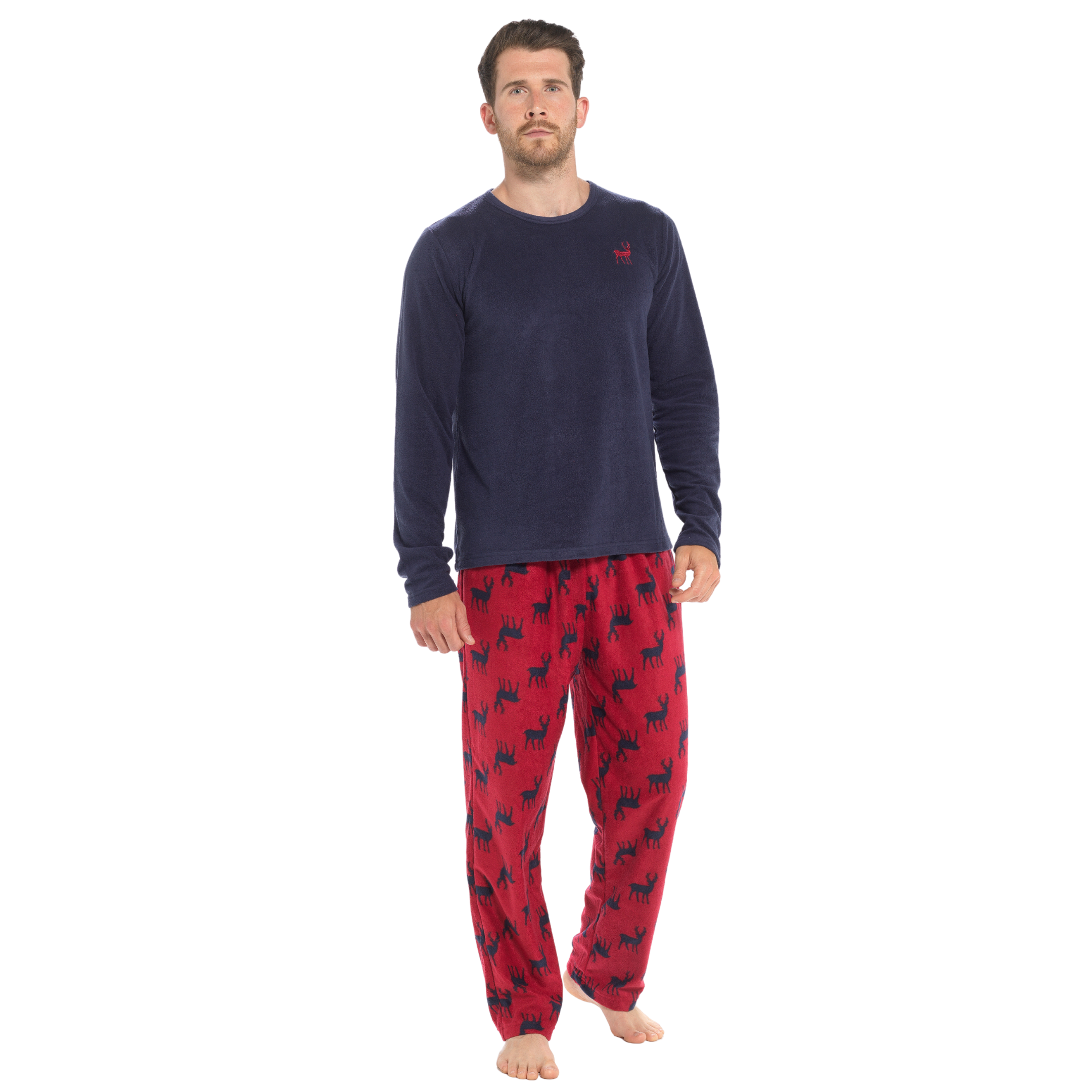 Mens 2 Piece Luxury Full Length Pyjamas Set Gents Boys Pjs Pj's Xmas Gift Size - Picture 44 of 55