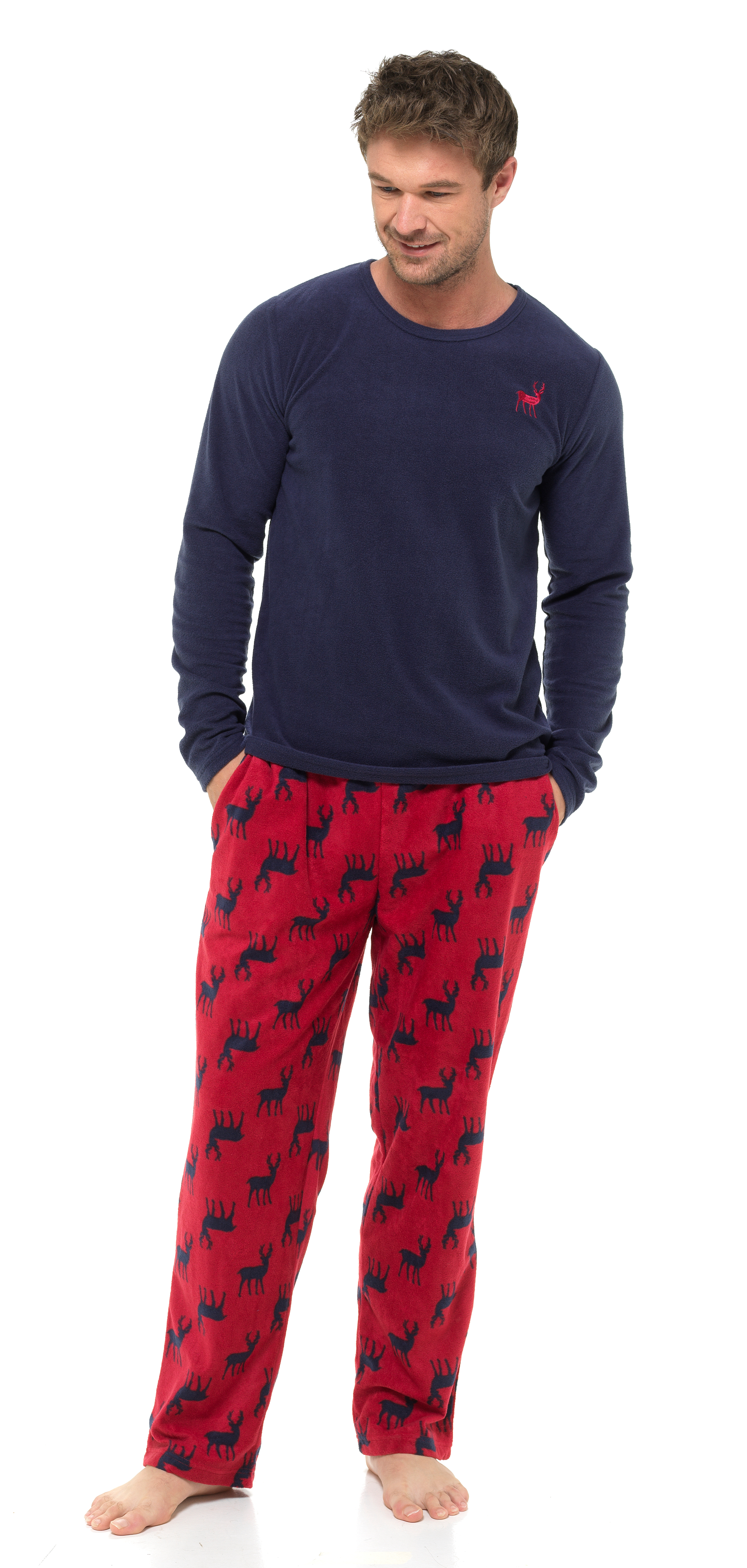 Mens 2 Piece Luxury Full Length Pyjamas Set Gents Boys Pjs Pj's Xmas Gift Size - Picture 52 of 55