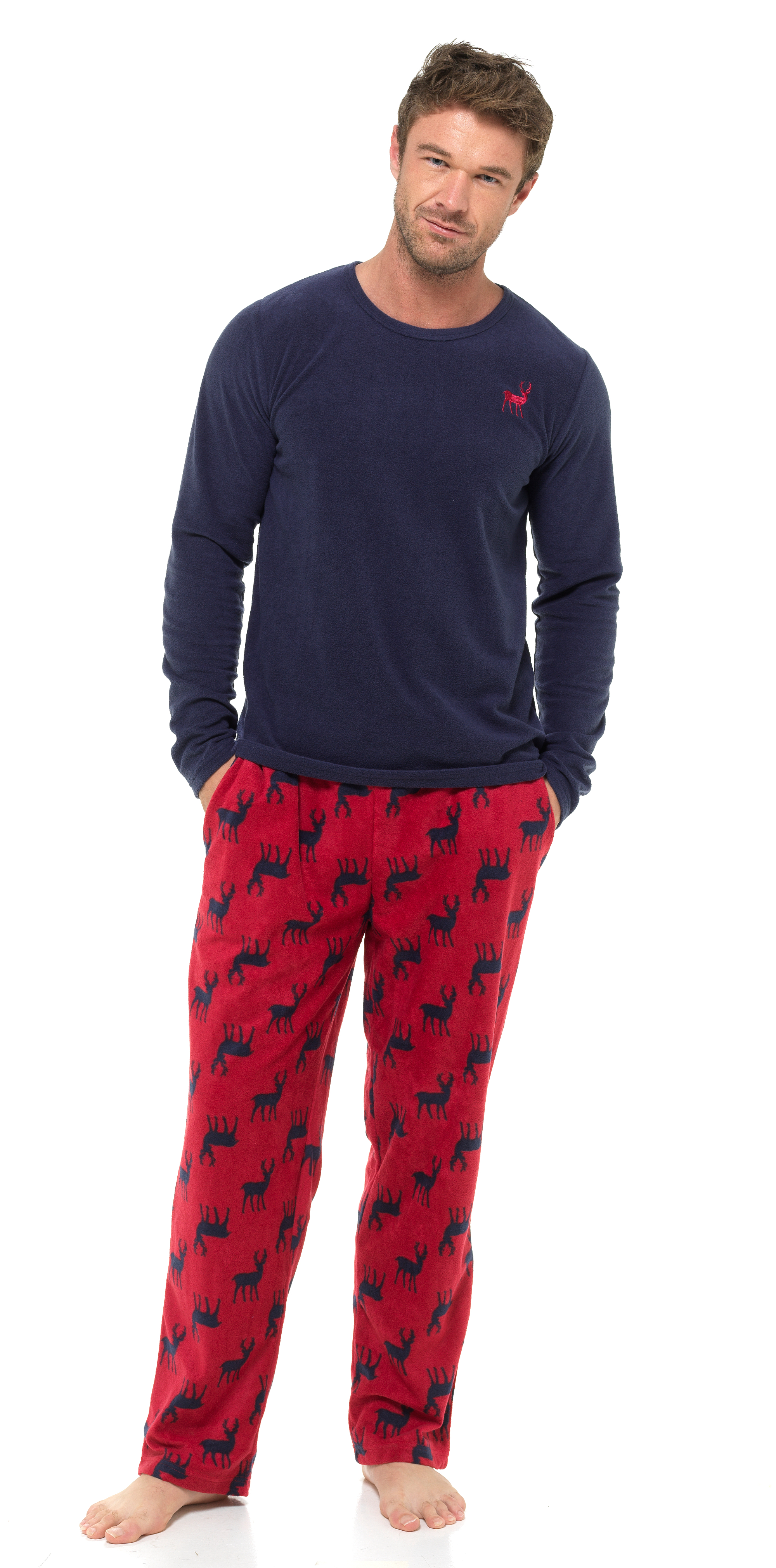 Mens 2 Piece Luxury Full Length Pyjamas Set Gents Boys Pjs Pj's Xmas Gift Size - Picture 51 of 55