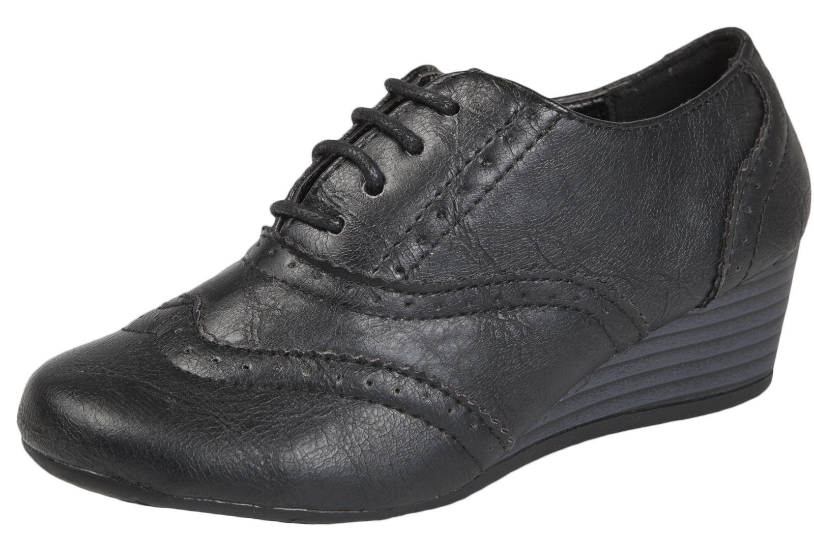 black wedge brogues