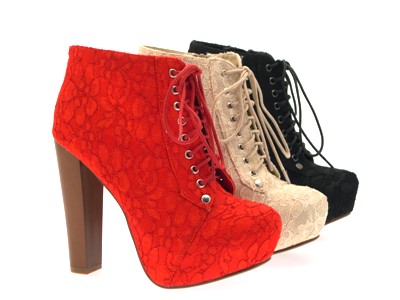 WOMENS LADIES LACE UP PLATFORM WOODEN BLOCK HIGH HEEL BOOTIES ANKLE BOOTS SZ 3-8 - Picture 16 of 108