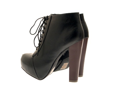 WOMENS LADIES LACE UP PLATFORM WOODEN BLOCK HIGH HEEL BOOTIES ANKLE BOOTS SZ 3-8 - Picture 56 of 108