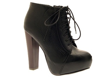 WOMENS LADIES LACE UP PLATFORM WOODEN BLOCK HIGH HEEL BOOTIES ANKLE BOOTS SZ 3-8 - Picture 59 of 108