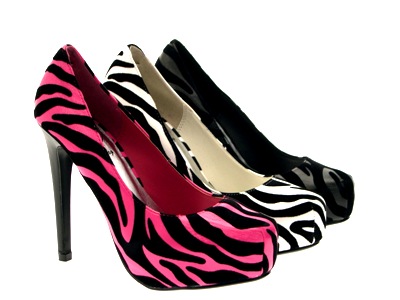 zebra print platform heels