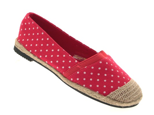 Girls Canvas Ballet Pump Hessian Espadrilles Polka Dot Pumps Casual Summer Shoes