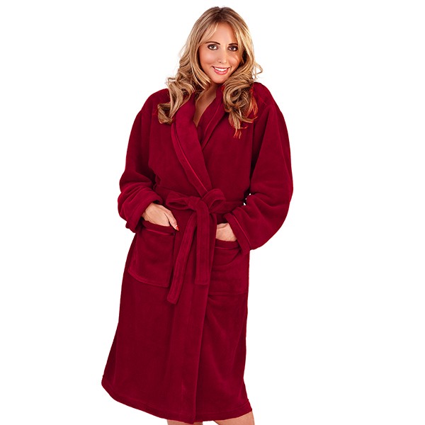 WOMENS FULL LENGTH FLEECE BATH ROBE DRESSING GOWN HOUSECOAT+ BELT