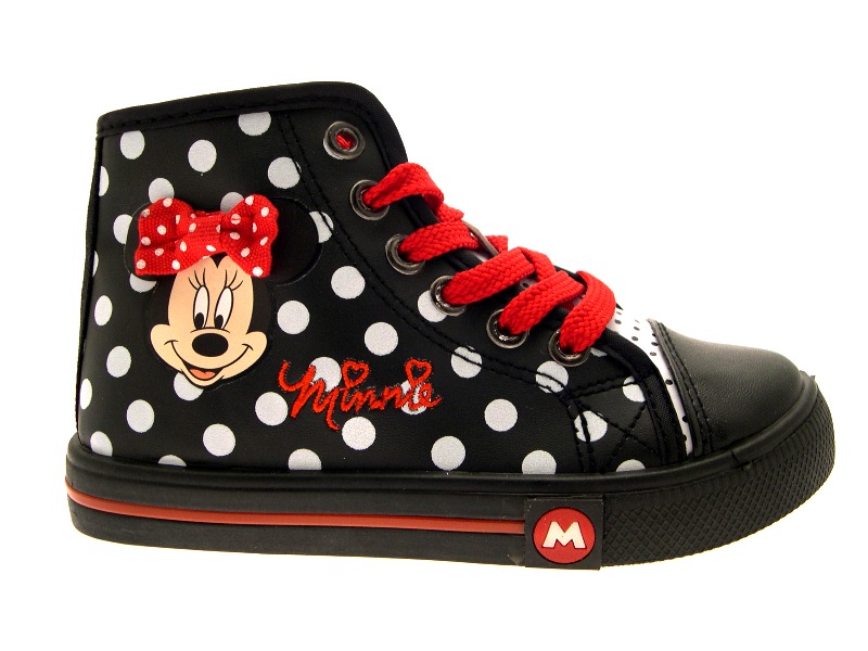 MINNIE MOUSE GIRLS KIDS LACE UP HI TOP BOOTS PLIMSOLES VELCRO TRAINERS ...