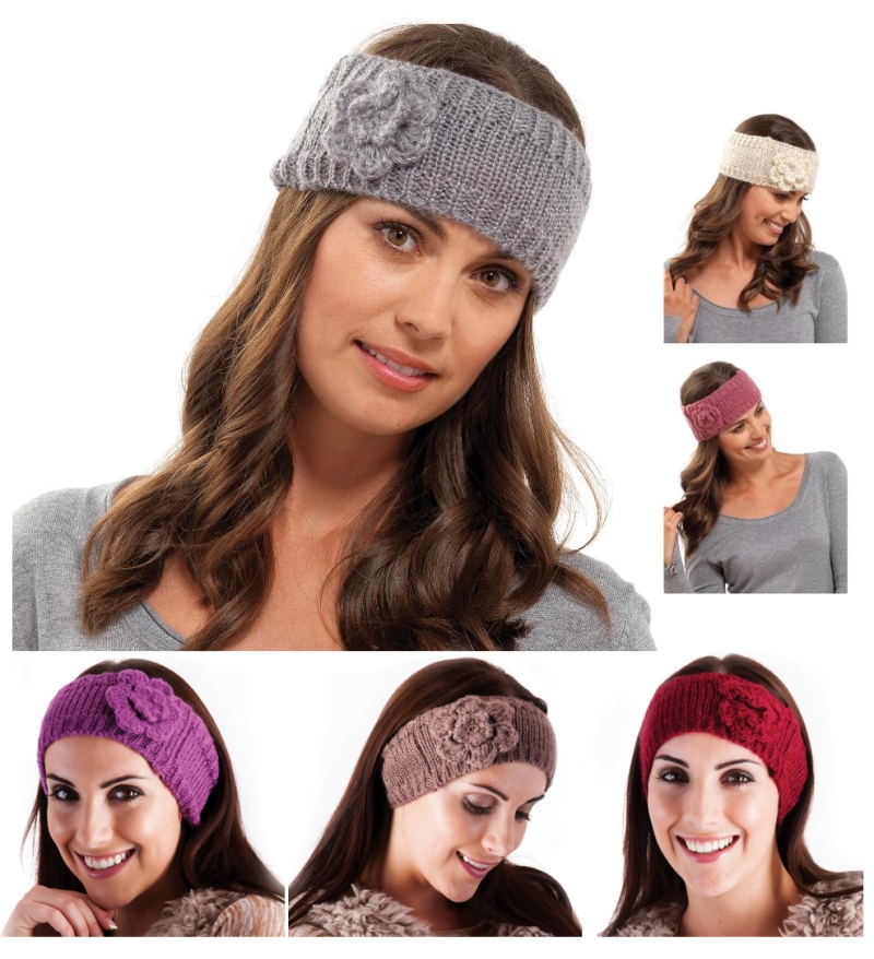 Ladies winter wool head band wrap ear muff headband twist knot knitted hat ski