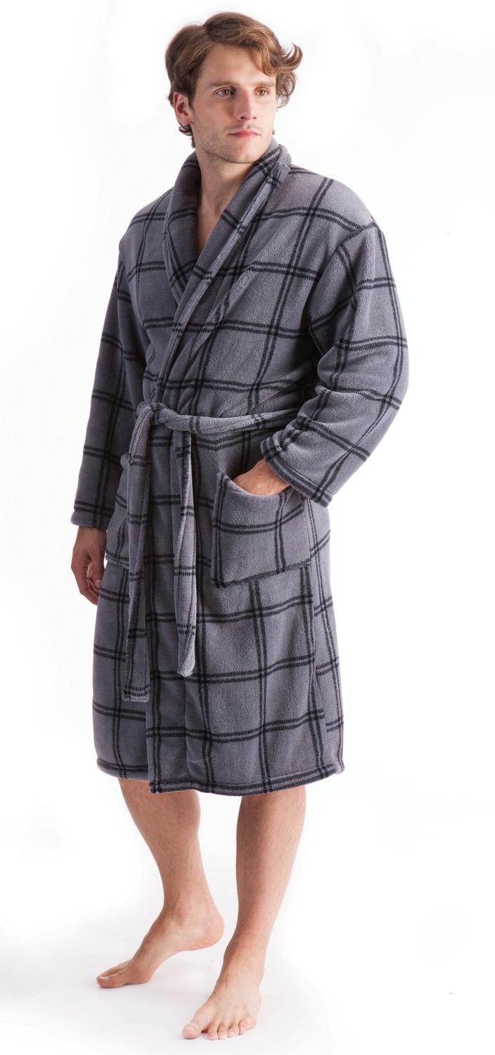 Mens Luxury Soft Fleece Bathrobe Dressing Gown Housecoat Warm Robe Xmas