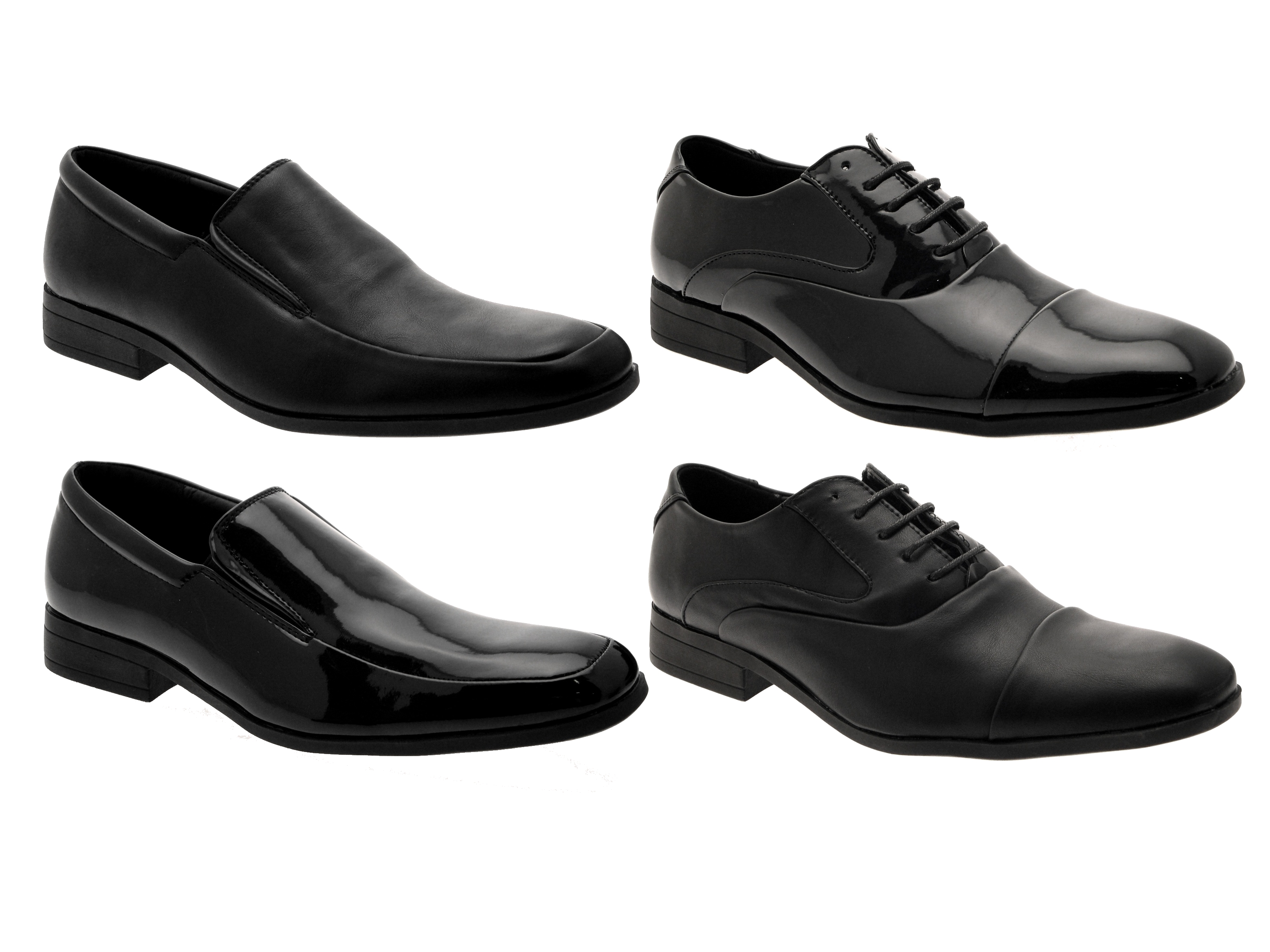 Men's Black Leather Men's Shoes Round Toe Rubber Dress Shoes Lace-up ...