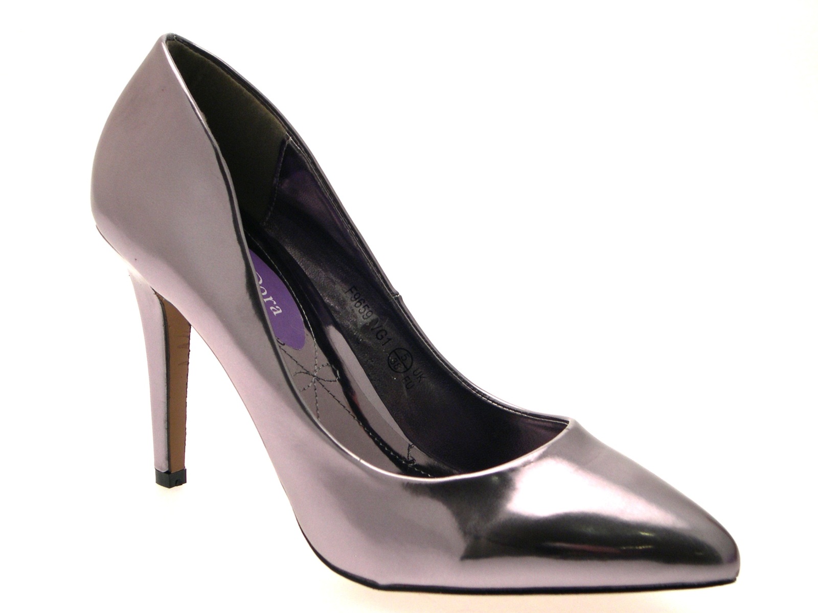 Womens Metallic Pointed Toe Court Stiletto High Heels Ladies Work Office Shoes - Picture 30 of 49