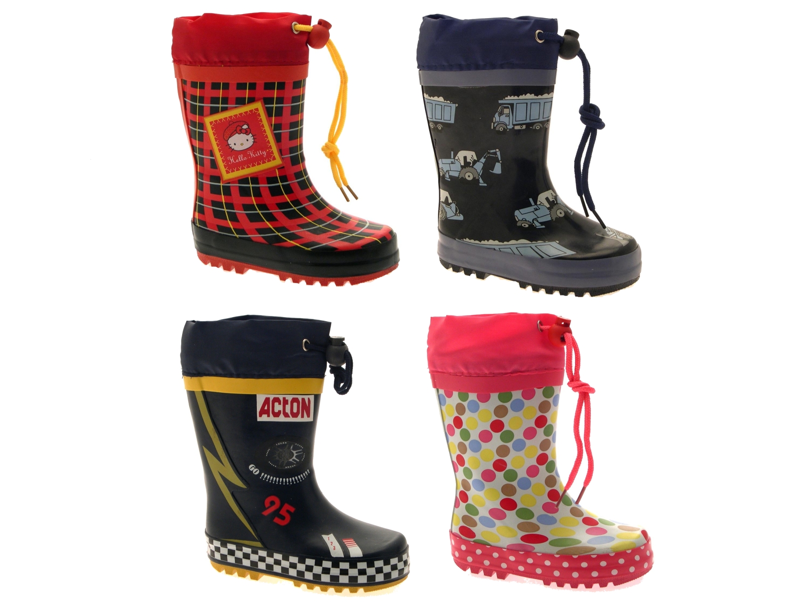 KIDS BOYS GIRLS CHILDRENS TIE TOP WELLIES WELLINGTON BOOTS TODDLER SIZE ...