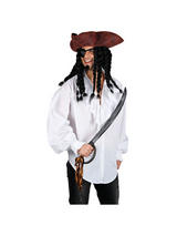 White Pirate Ruffle Front Shirt