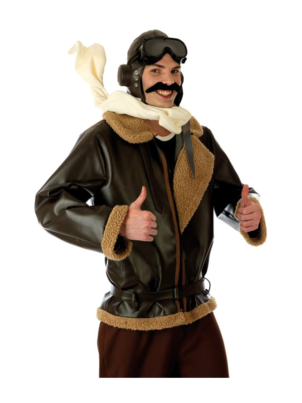 Adult Wartime Fighter Pilot Biggles Costume Fancy Dress Aviator Male BN ...