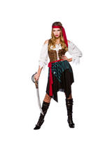 Ladies Caribbean Pirate Corset And Skirt Costume