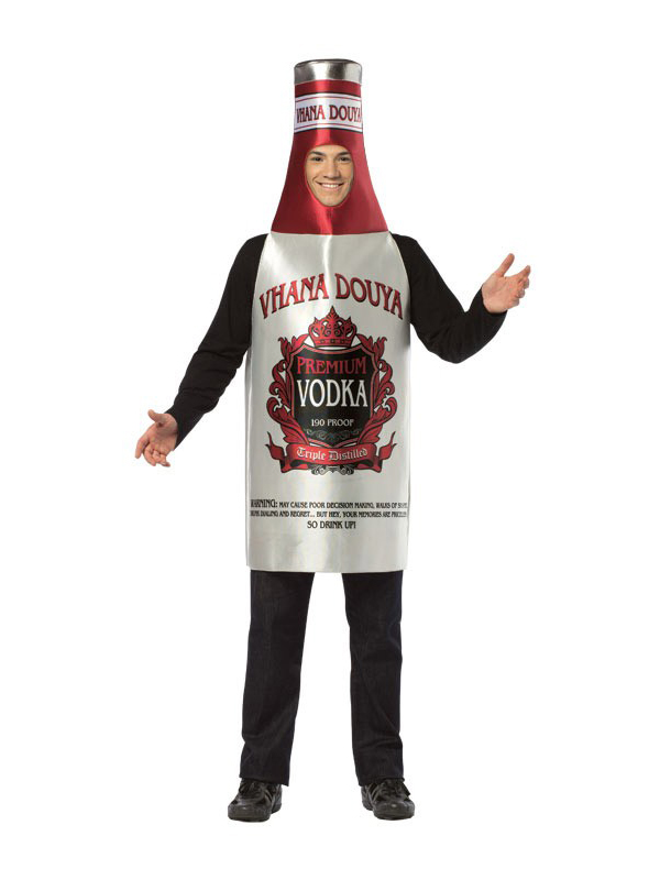 Adult Vodka Bottle Outfit Fancy Dress Costume Alcohol Drink Mens Ladies