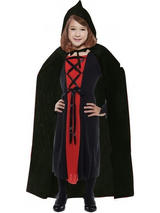 Child Black Velvet Hooded Cape