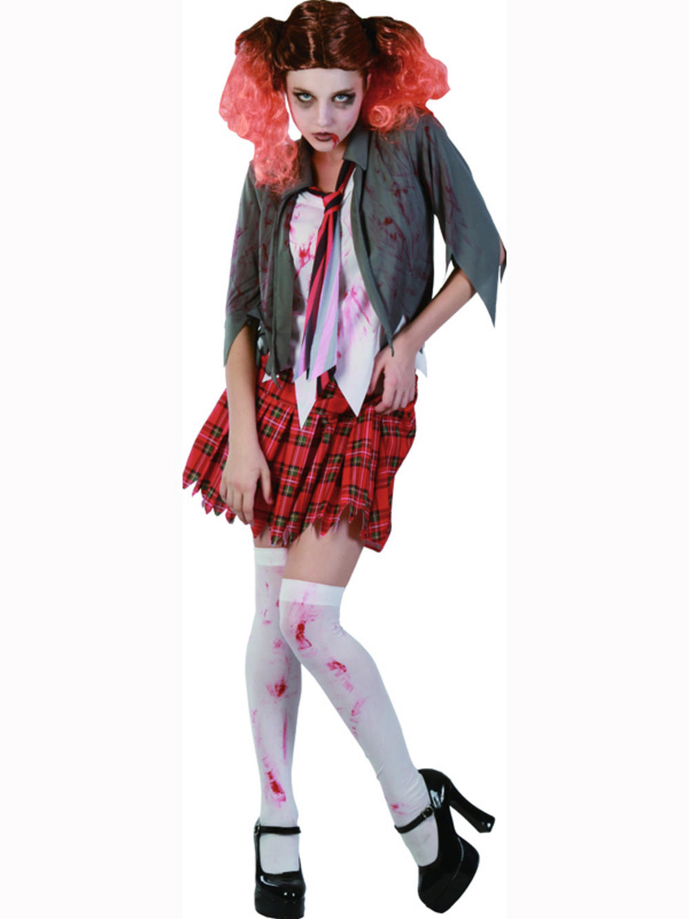 Adult Bloody High School Girl Fancy Dress Costume Halloween Horror