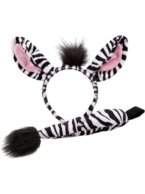Animal Ears Headband & Tail Set (Zebra)
