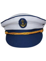 Sailor Captain Cap Hat (White/Blue)