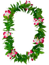 Adult Green Leaf Lei Pink Flowers