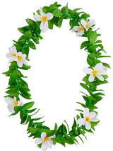 Adult Green Leaf Lei White Flowers