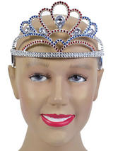 Ladies Girls Tiara Plastic Red/Silver/Blue