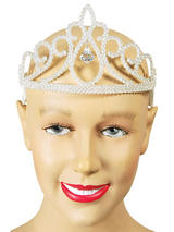 Ladies Girls Tiara White Glitter + Diamond