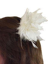 Hair Clip White Feather Tinsel