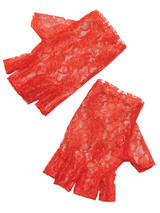 Red Short Fingerless Gloves