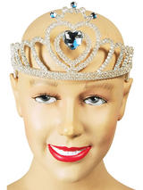 Ladies Girls Tiara White Glitter + Heart Stone