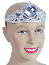 Ladies Girls Tiara Silver Plastic + Clear Stone