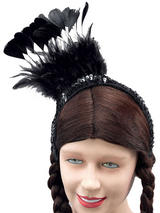 Black Feather Sequin Headpiece