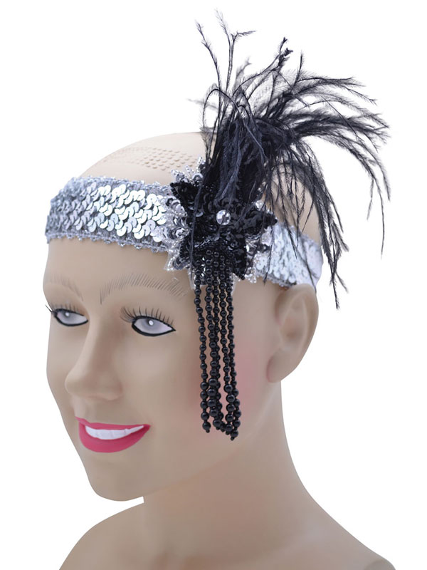 Fancy Dress Sequin Head Band Feather Flapper Headdress 1920/'s Charleston Dance