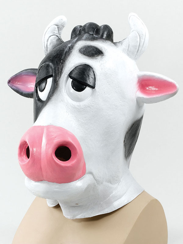 milk dairy comical cow head mask rubber panto fancy boys christmas ties