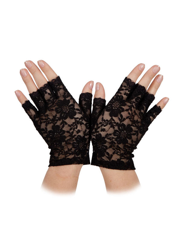 Short Lace Gloves Black