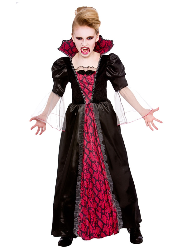 Girls Halloween Victorian Vampiress Dracula Vampire Fancy Dress Costume ...