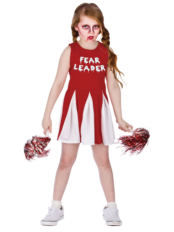 Fear Leader Girls Zombie Cheerleader Fancy Dress Halloween Childs Kids Costume eBay