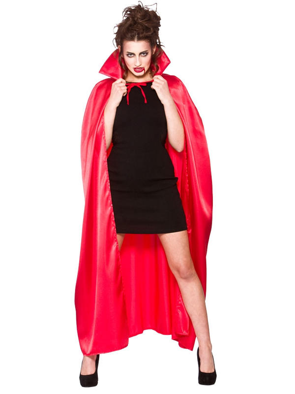Deluxe Red Satin Cape With Collar Thumbnail 1