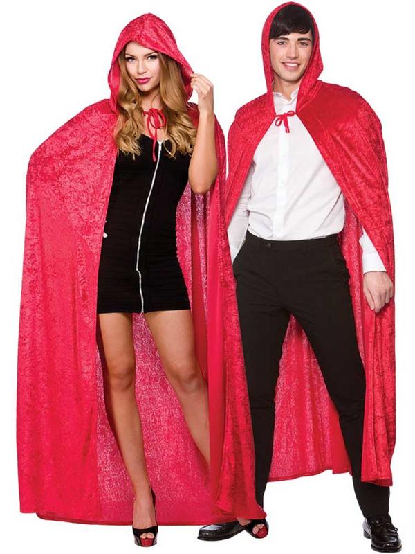 Deluxe Velvet Hooded Cape Red