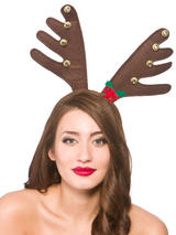 Adult Deluxe Reindeer Antlers With Bells