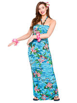 Adult Ladies Hawaii Maxi Dress Orchid Ocean Costume