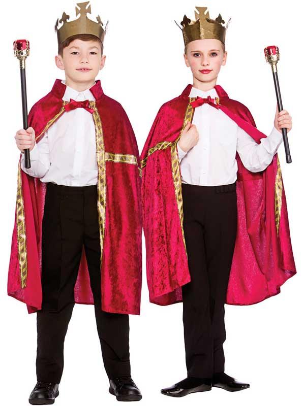 Child Deluxe King Queen Robe & Crown Burgundy Thumbnail 1