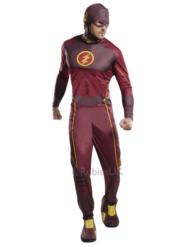 The Flash Mens Fancy Dress Superhero Comic DC Heroes Adults Costume Outfit New